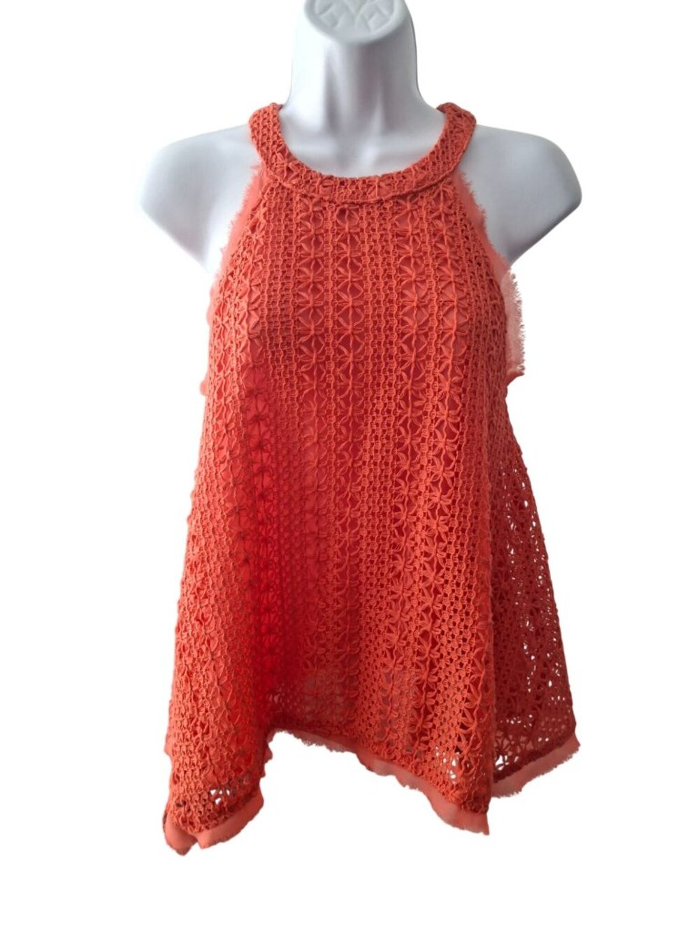 Moon River Coral Crochet Halter Tank S Boho Festival Coastal Chic Top